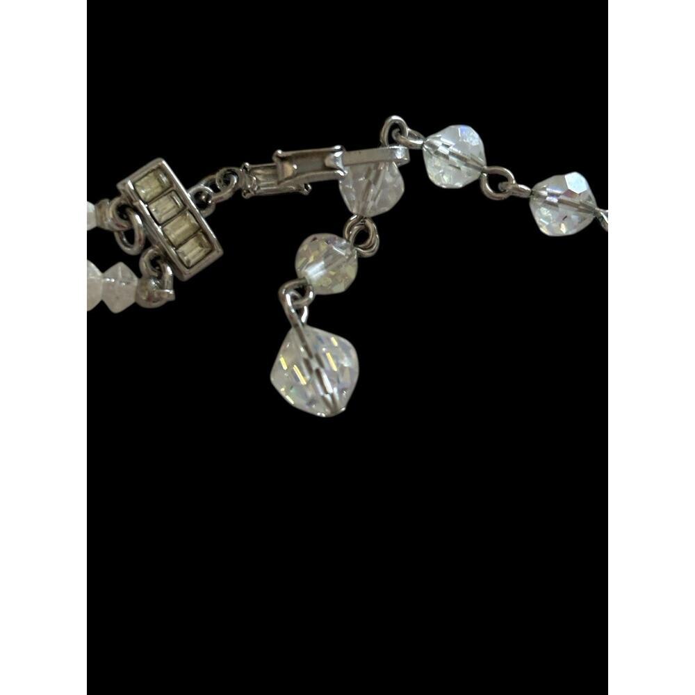 Aurora Borealis Necklace Double Layered AB Crystal Costume Jewelry Mid Century - Picture 4 of 6